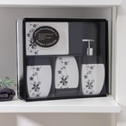 Набор аксессуаров для ванной комнаты «Грация», 4 предмета (дозатор 400 мл, мыльница, 2 стакана), цвет бело-чёрный - Фото 4
