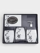 Набор аксессуаров для ванной комнаты «Грация», 4 предмета (дозатор 400 мл, мыльница, 2 стакана), цвет бело-чёрный  (артикул 4098359)  большой выбор товаров оптом и в розницу по низким ценам с доставкой