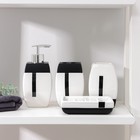 Набор аксессуаров для ванной комнаты «Гармония», 4 предмета (дозатор 400 мл, мыльница, 2 стакана), цвет чёрно-белый - фото 1233644