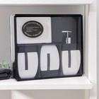 Набор аксессуаров для ванной комнаты «Гармония», 4 предмета (дозатор 400 мл, мыльница, 2 стакана), цвет чёрно-белый - Фото 4