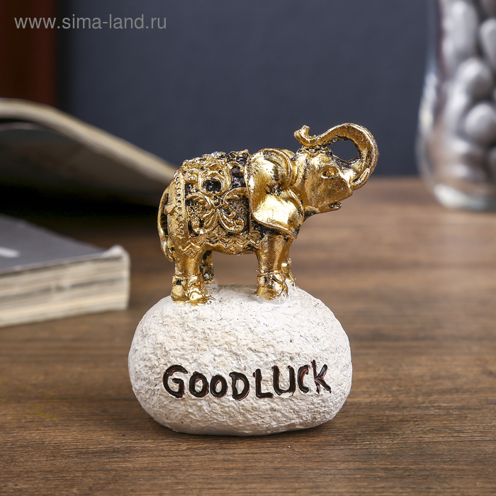 Сувенир полистоун "Слонёнок - Good luck" МИКС золото/серебро 6,5х5х4 см - Фото 1