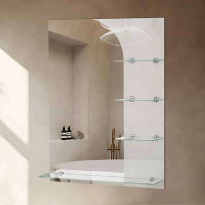 Зеркало интерьерное настенное, с пескоструйной графикой, с полками, 60×80 см