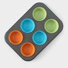 Форма для выпечки Доляна «Силикон плюс», 27×18.5 см, 6 ячеек, силиконовые вкладки, антипригарное покрытие, формочки, МИКС - Фото 3