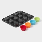 Форма для выпечки Доляна «Силикон плюс», 35×26.5×2.5 см, 12 ячеек, силиконовые вкладки, антипригарное покрытие, формочки, МИКС - Фото 8