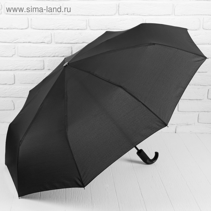 Зонт автоматический, 3 сложения, 9 спиц, R = 50 см, цвет чёрный