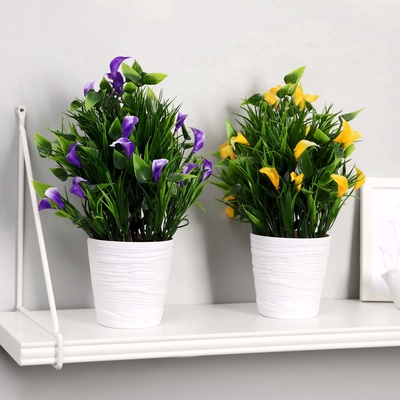 Искусственный цветок в горшке «Нежные каллы», 10×29 см, МИКС