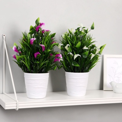 Искусственный цветок в горшке «Нежные каллы», 10×29 см, МИКС