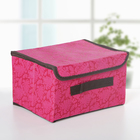 Короб стеллажный для хранения с крышкой «Тропики», 26×20×15 см, цвет розовый - Фото 1