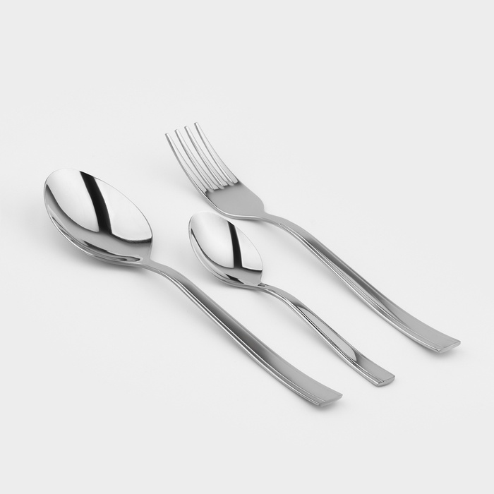 Набор столовый «Торжество», 18 предметов, толщина 2 мм, серебристый - Фото 1