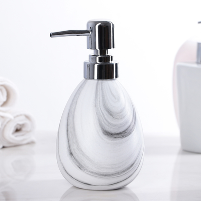 Дозатор для жидкого мыла Доляна «Кантри», 400 мл, цвет белый с серыми разводами