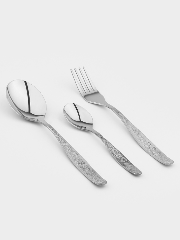 Набор столовый «Уралочка», в картонной коробке ВИТРИНА, 18 предметов, цвет серебряный - Фото 1