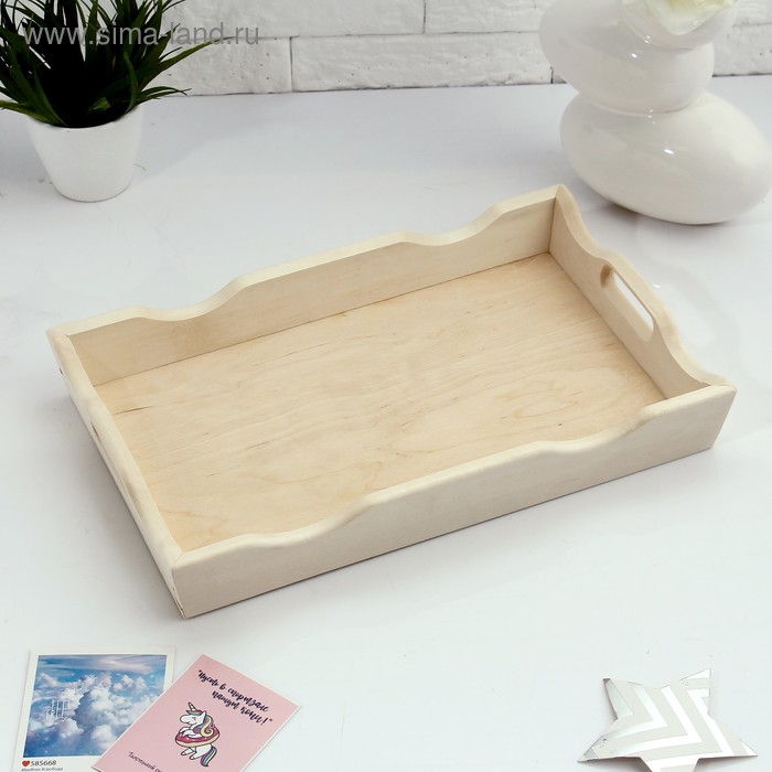 Поднос для завтрака с ручками Дарим Красиво «Фигурный», 40×25 см, массив дерево - Фото 1