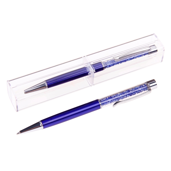 Ручка шариковая, подарочная, поворотная, в пластиковом футляре, «Стразы» - Фото 1