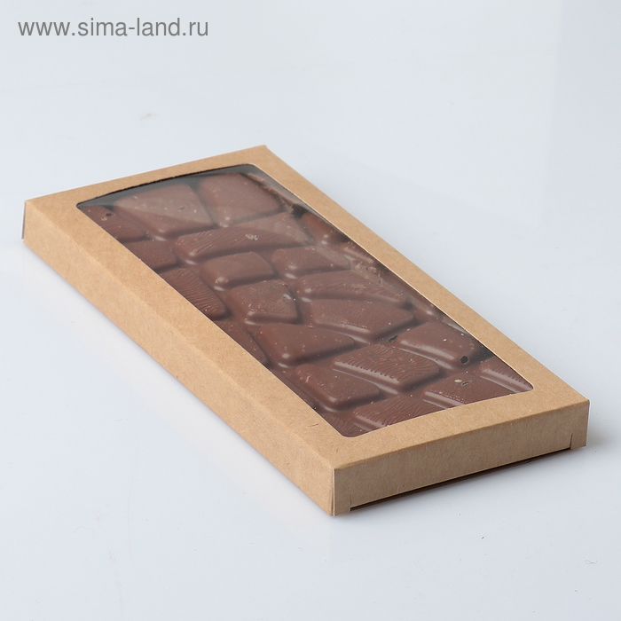 Подарочная коробка под плитку шоколада, крафт с окном, 17,1 х 8 х 1,4 см - Фото 1