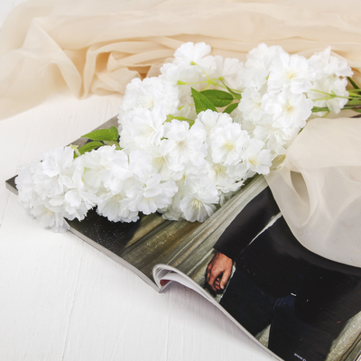 Цветы искусственные «Японская вишня», 5×88 см, белые