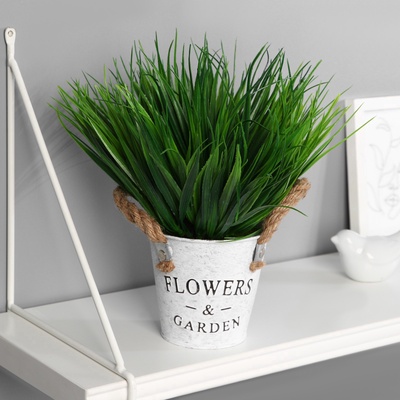 Искусственный цветок в горшке «Садовый рай», осока, 11×22 см, МИКС