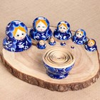 Матрёшка дерево «Гжель», синее платье, 10 кукольная, 13 см, ручная роспись - Фото 4