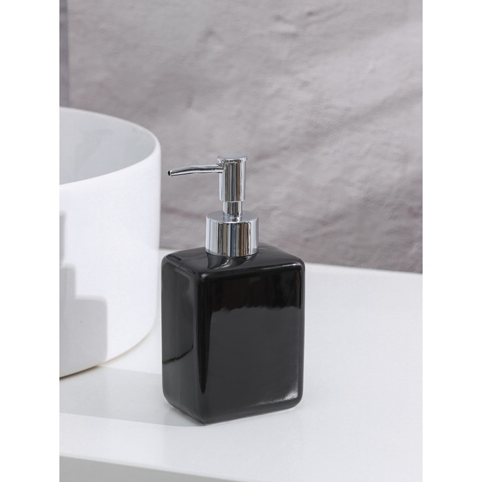 Дозатор для жидкого мыла SAVANNA «Природа», 350 мл, цвет чёрный - фото 1892302861