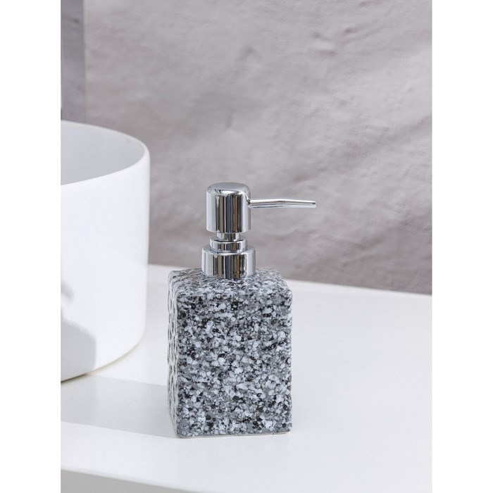 Дозатор для жидкого мыла Доляна «Гранит», 400 мл, цвет серый - фото 1890824256