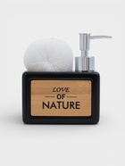 Дозатор для моющего средства SAVANNA «Природа», 450 мл, с подставкой для губки, чёрный - Фото 1