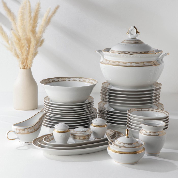 УЦЕНКА Сервиз столовый «Стильный», 42 предмета (отсутствует солонка, 6 салатников, супник, большой салатник, горшочек) - Фото 1