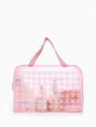 Косметичка - сумка на молнии, с ручками, для бассейна, с рисунком, розовая - Фото 3