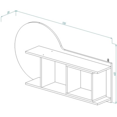 Полка навесная П-34 Футбол 600х1200х220 Серый/Красный/Ясень Шимо Светлый/ Красный