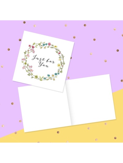 Открытка‒мини Just for you, цветочный веночек, 7×7 см