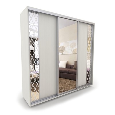 Шкаф купе «Акцент-Вера», 1500 × 600 × 2310 мм, зеркало «ромбы Z», цвет выбеленное дерево