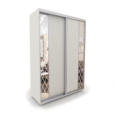 Шкаф купе «Акцент-Вера», 1000 × 600 × 2310 мм, зеркало «ромбы Z», цвет выбеленное дерево