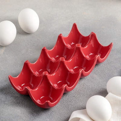 Подставка для яиц Доляна «Акцент», 20×9,5×4,5 см, цвет красный