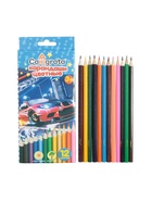 Карандаши Calligrata «Машинка», цветные, 12 цветов, деревянные, шестигранные - Фото 5