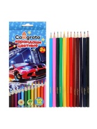 Карандаши Calligrata «Машинка», цветные, 12 цветов, деревянные, шестигранные - Фото 4