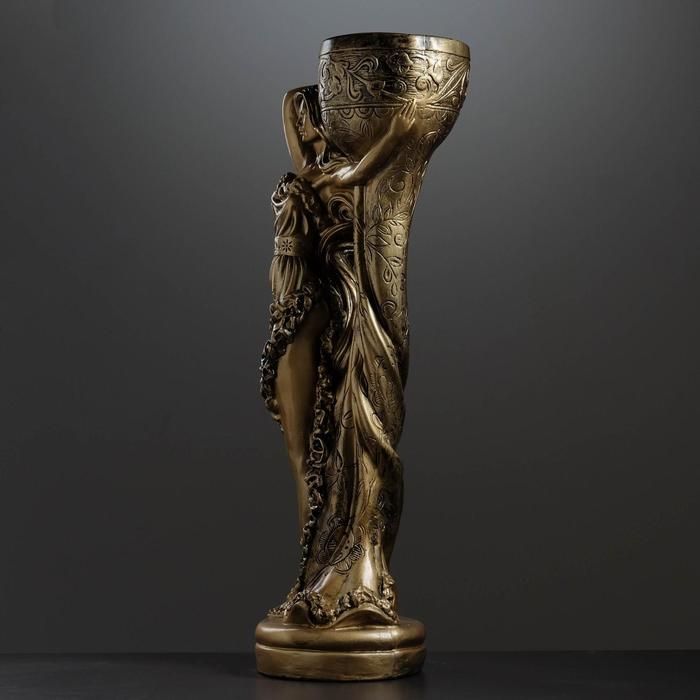 Фигура с кашпо "Девушка Нимфа" бронза, 1,2л / 30х83х23см - фото 1908453246