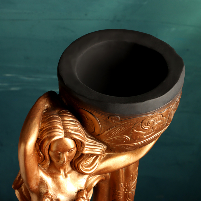 Фигура с кашпо "Девушка Нимфа" бронза, 1,2л / 30х83х23см - фото 1908453250