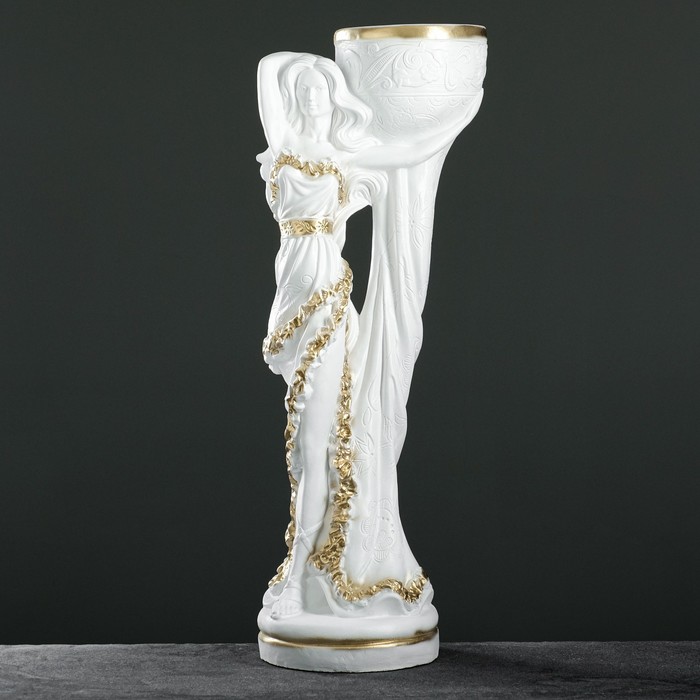 Фигура с кашпо "Девушка Нимфа" белое золото, 1,2 л / 30х83х23см - Фото 1