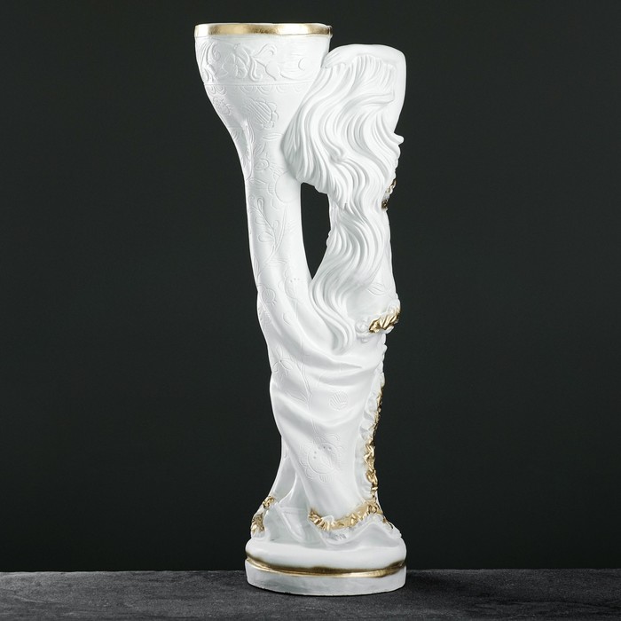 Фигура с кашпо "Девушка Нимфа" белое золото, 1,2 л / 30х83х23см - фото 1927456743