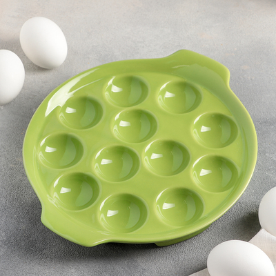 Подставка для яиц «Фарбе», 22×4 см, цвет зелёный