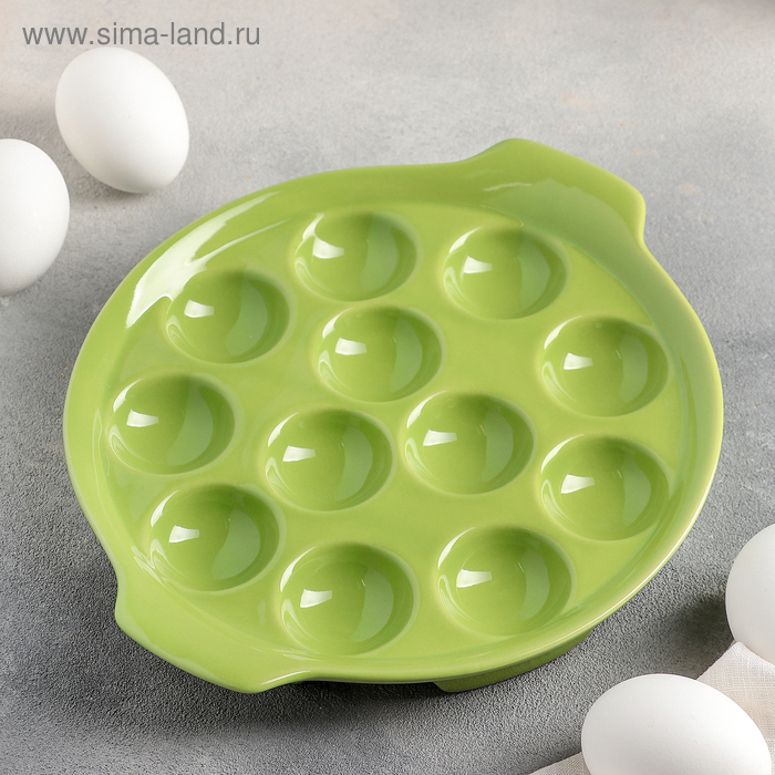 Подставка для яиц «Фарбе», 22×4 см, цвет зелёный - Фото 1