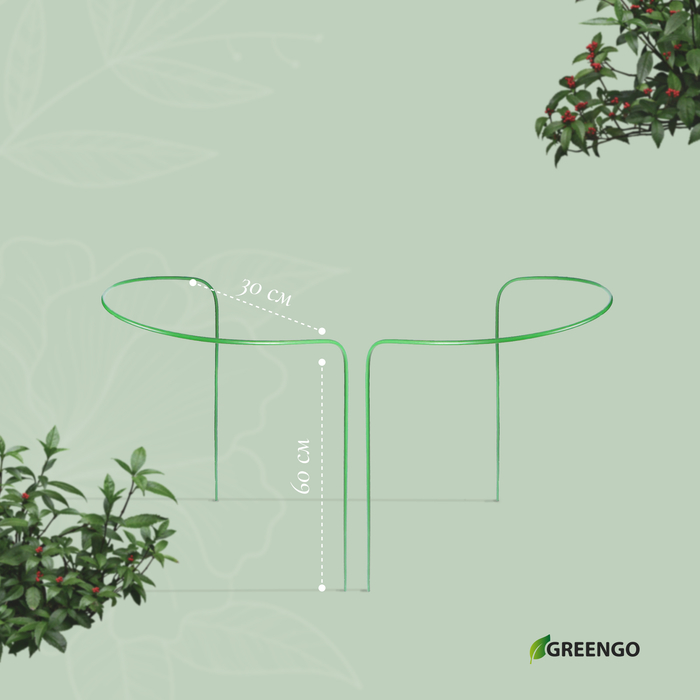 Кустодержатель, d = 30 см, h = 60 см, ножка d = 0,3 см, металл, набор 2 шт., зелёный, Greengo - фото 1911359920