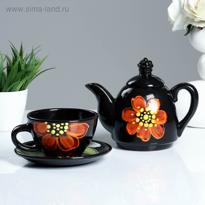 Чайный комплект "Дуэт цветы" №1(БК) - Фото 1