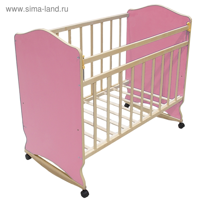 Детская кроватка «Морозко» на колёсах или качалке, цвет розовый - Фото 1