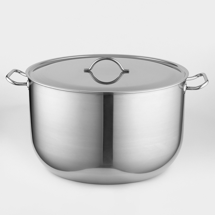 Кастрюля Amet, 40 л, d=45 см, с крышкой, цельнотянутая, нержавеющая сталь, хромированная - Фото 1