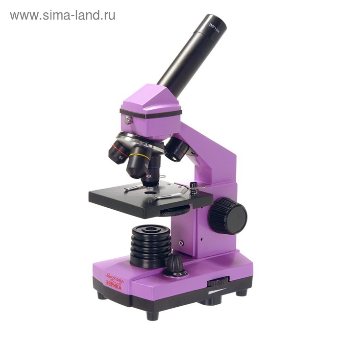 Микроскоп школьный Эврика 40х-400х в кейсе, цвет аметист - Фото 1