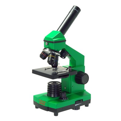 Микроскоп школьный Эврика 40х-400х в кейсе, цвет лайм