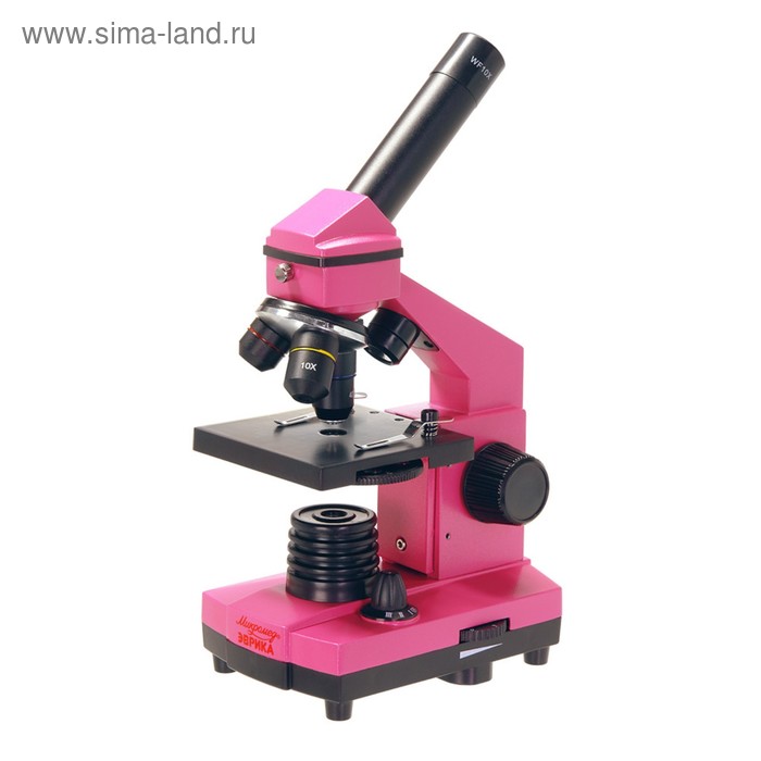 Микроскоп школьный Эврика 40х-400х в кейсе, цвет фуксия - Фото 1