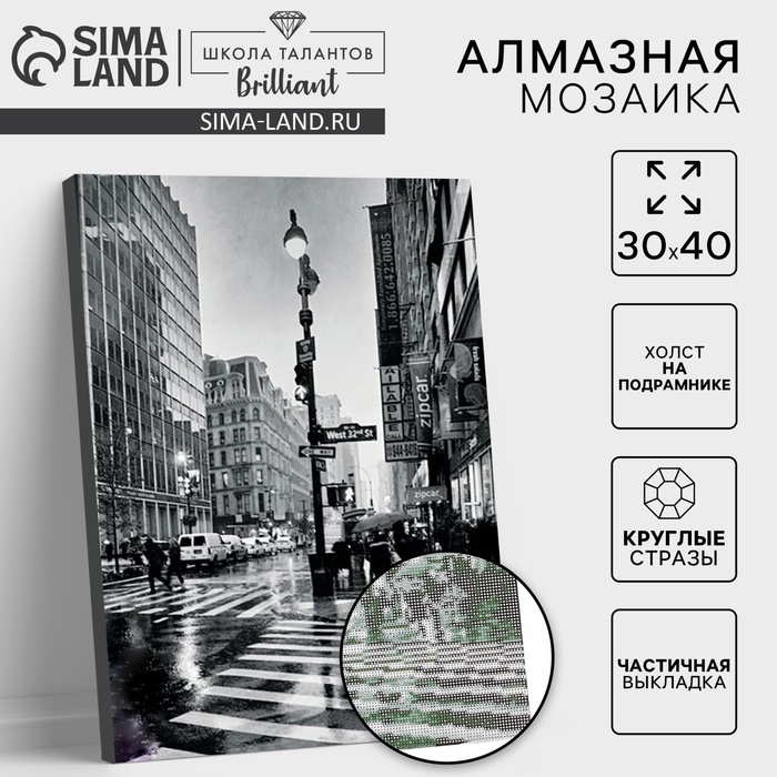 Алмазная мозаика с частичным заполнением на подрамнике «Город» 30×40 см