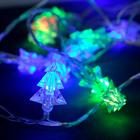 Гирлянда "Нить" 5 м с насадками "Ёлки маленькие", IP20, прозрачная нить, 20 LED, свечение мульти, мигание, 220 В - Фото 2