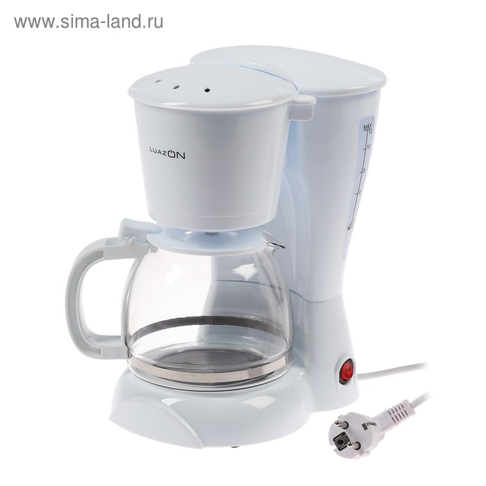 Кофеварка Luazon LKM-655, капельная, 1.2 л, 900 Вт, белая