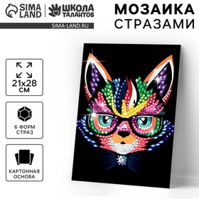 Мозаика стразами «Кот в очках». Набор для творчества